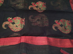 Semi lilen Sarees | Indian Traditional Saree -Peacock saree - Saree with Blouse - Feather light saris - Ecoembrace