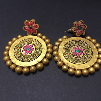 Artisan Handmade Ecofriendly Handpainted Terracotta Earrings - Designer Chandbalis Earrings Festive Collections