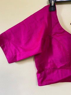 Rani Pink silk blouses,Bridesmaids Designer Blouses, Readymade Sari Blouse, elbow sleeves blouse, Indian top, plain cotton silk blouse