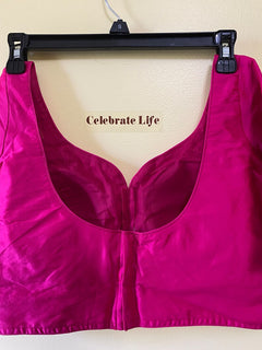 Rani Pink silk blouses,Bridesmaids Designer Blouses, Readymade Sari Blouse, elbow sleeves blouse, Indian top, plain cotton silk blouse