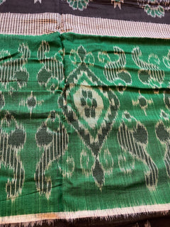 WOMEN IKKAT SAREE - Handloom Ikkat Saree in Green and Black, Saree for Her, Women Saree for Gift, Party Wear Saree, Tradition Saree for Gift
