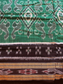 WOMEN IKKAT SAREE - Handloom Ikkat Saree in Green and Black, Saree for Her, Women Saree for Gift, Party Wear Saree, Tradition Saree for Gift