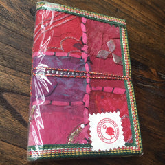 Rustic & vibrant Hand Sequin embroidered Upscaled fabric Gratitude JOURNALS, Eco Friendly Acid Free Paper, Personal Gifts, Art Journals 8x6"