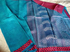 Kota Doria | Bagru border Patch work sarees | Fluffy feather light saris | Handloom saree | Handblock print saree