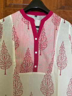 PinkTree Block Print High neck Kurtis | Cotton Tunic Kurtis for women | Indian tunics | Collar Kurtis | S(38")- XL(44") | Sameday shipping