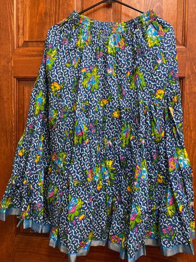 Beautiful below knee length floral print women skirts | Teen skirts | Casual Boho Beach Skirts | Blue skirt