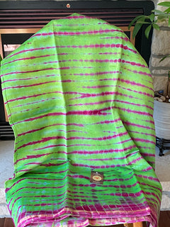 Shibori Sarees/ Chanderi silk cotton saree with blouse / Hand Block printed Shibori Chanderi /Saree for Women / Gift for Mum /Green Fuschia