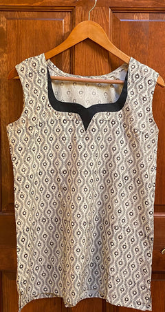 Sleeveless Cotton Tunics | Short Kurtis | Cotton Kurtis | Women’s Cotton Blouse Shirts | Bagru Natural Hand block printed tops | Patchwork