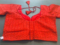 Valentine Red Hakoba Saree Blouse /Cotton Designer Blouse/ Mix Match Sari Blouse for women /Pujo saree blouses /Stitched Cotton Blouse