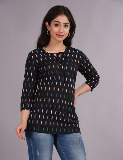 Black Tunic Raindrop Tops | Refreshing Lime | Women’s Tunics | Trendy Tunics | Cotton Tunics | Short Kurtis | Cotton Kurtis | Indian Tunics