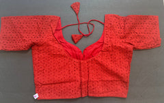 Valentine Red Hakoba Saree Blouse /Cotton Designer Blouse/ Mix Match Sari Blouse for women /Pujo saree blouses /Stitched Cotton Blouse