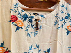 White Blue sleeveless Tunic | Women’s 3/4th Tunics  | Kurti for women | Indian tunics | Designer Kurtis | Pottery rayon kurti