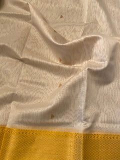 Daffodil Pure Maheshwari silk saree | 50/50 Handwoven Cotton Silk Saree |Genuine Handloom mark | Pristine Ethnic Special gifts for Her