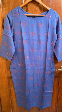 Teal Blue 3/4th sleeve Tunic | Women’s 3/4th Tunics  | Kurti for women | Indian tunics | Designer Kurtis | Blue rayon kurti
