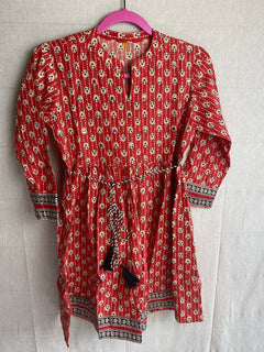 Red Handblock printed Tunic with mirror work|Cotton Print Shirt for women | Cotton Kurtis |Women’s Cotton shirts Blouse | Cotton Tunics S-XL
