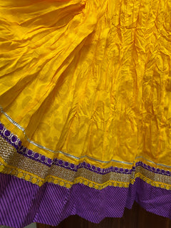 Yellow Purple Ethnic Skirt with necklace/Womens Long Indian Festive Dance skirts with Rich Grand Border/Elastic Waist/Bohemian summer skirts