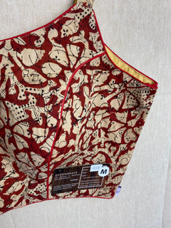 Sasha marbled Ajrakh spaghetti strap saree blouse /sleeveless  cotton tops / stitched blouse/trendy sari readymade blouse for woman