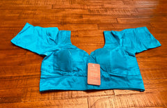 Turquoise Blue Plain silk blouses,Bridesmaids Designer Blouses, Readymade Saree Blouse, elbow sleeves, Indian silk saree Blouses, S-XL