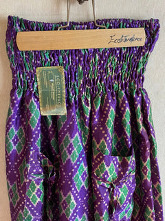 ZARA Upscaled Vintage Sari Pants |  Purple Pants | Cool pants | Unique printed pants | Boho Gypsy pants | Fun pants | Pants with pockets
