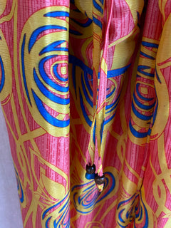 ZARA Upscaled Vintage Sari Pants |  yellow Pants | Cool pants | Collage printed pants | Boho Gypsy pants | Fun pants | Pants with pockets