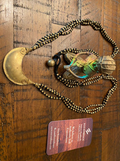 DHOKRA TRIBAL NECKLACE - Moon Power Necklace, Antique Halfmoon Brass Necklace, Artisan Dhokra Brass Necklace, Tribal Brass Necklace for Gift