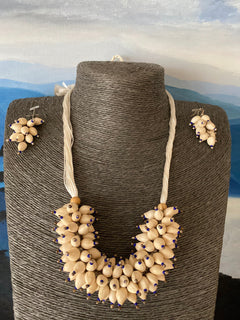 HANDMADE SEED NECKLACE - Jasmine Buds Necklace, Pearl Thread Necklace, Necklace & Jasmine Earring, Organic Seed Necklace, Bead Seed Necklace