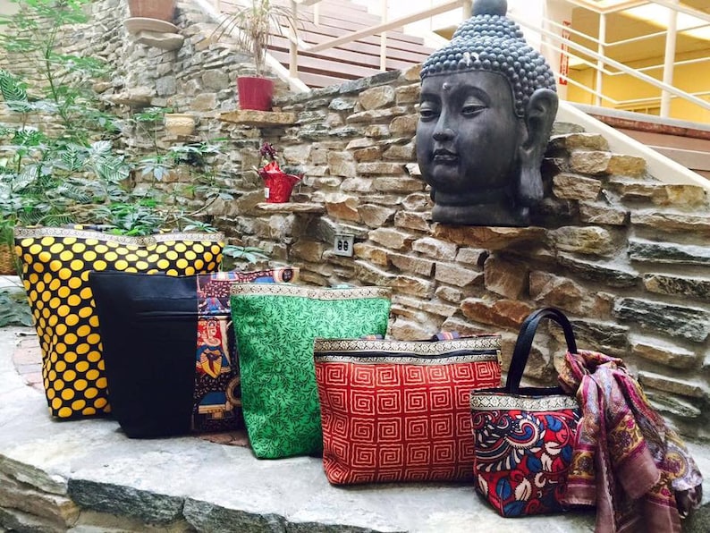 Extra Large Tote Bag, Kalamkari Totes, Handmade Eco-friendly -Green Bag, Large Shoulder Bag, Handmade Scrap bag, Peacock Purse