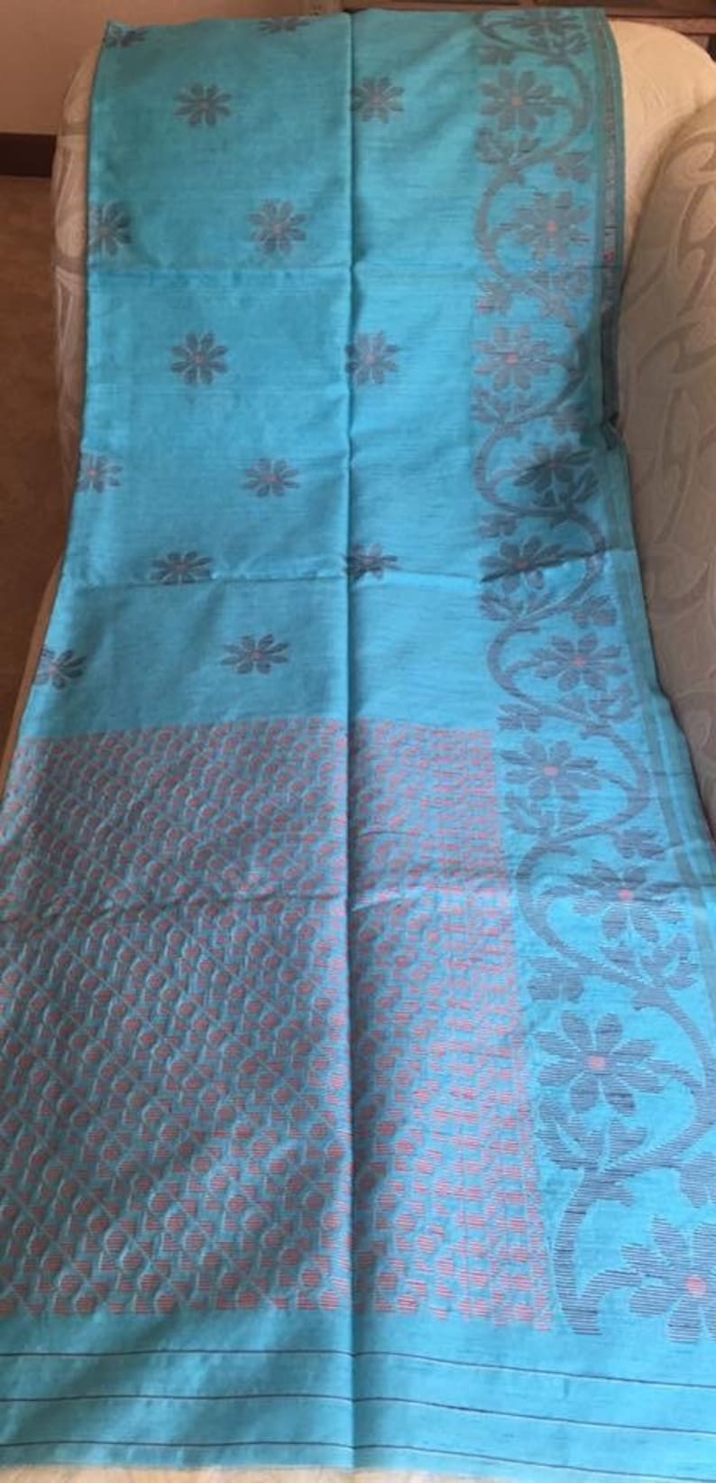 Warli tribal motifs on Geecha artsilk| Beautiful pastel Blue saree | Handmade sarees | Indian sarees | Ecoembrace sarees