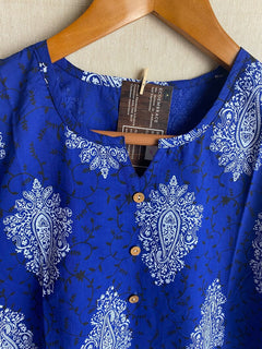 Ink Blue Cotton Tunics | Short Kurtis | Cotton Kurtis | Women’s Shirts | Cotton Blouse | Cotton print shirts | Cotton Blouses -XS/36"-Xl/44"