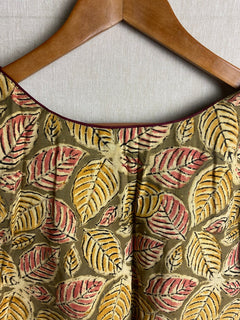 Mayili Kalamkari Crop Top Blouses|Designer Blouses|Sari gift for modern ethnic women|Comfort in Cotton| Natural design fall leaves in s-xl