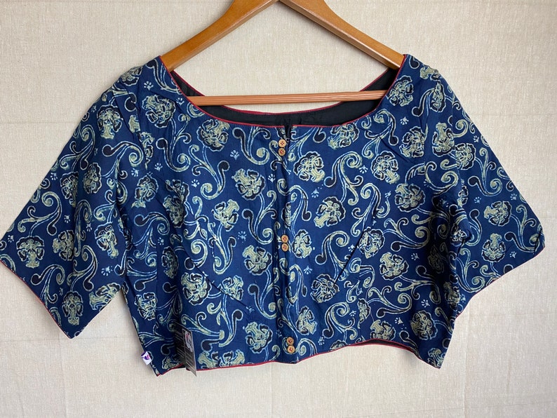 Plus size crop tops for women/Ajrakh block printed cotton blouses/mix EcoEmbrace Plus size crop tops for women/Ajrakh block printed cotton blouses/mix EcoEmbrace