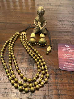 3 Layer Antique Aaram Set| Terracotta jewelry in USA | Artisan Handmade | Ecoembrace Earthy Tones | same day ship | Jumkha sets