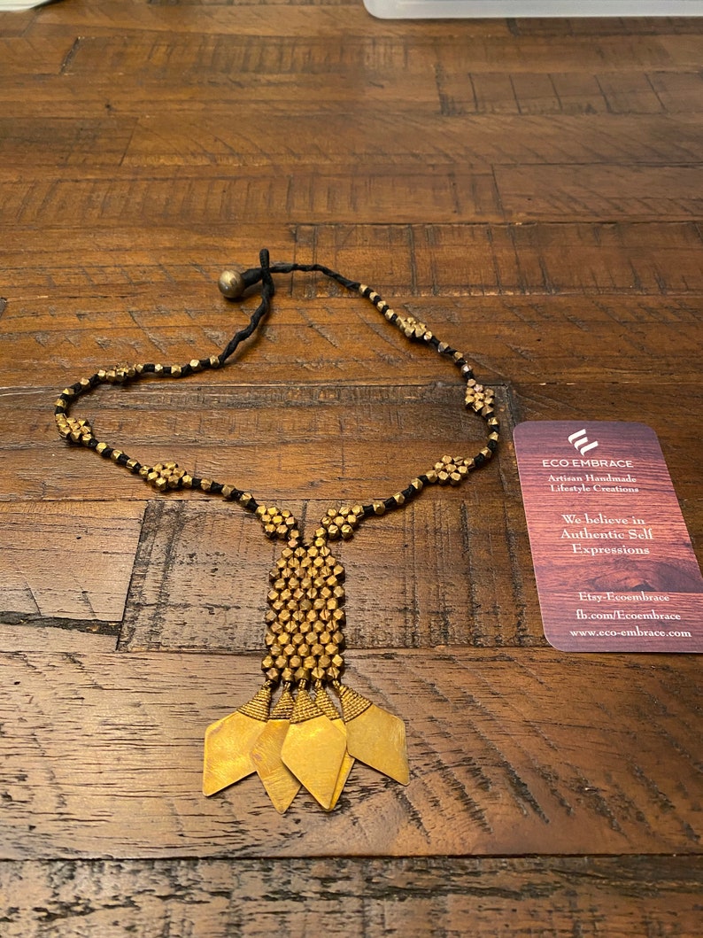 DHOKRA TRIBAL NECKLACE - Chariot Rays Necklace, Handcrafted Pendant Necklace, Antique Artisan Necklace, Dhokra Brass Necklace, Necklace Gift