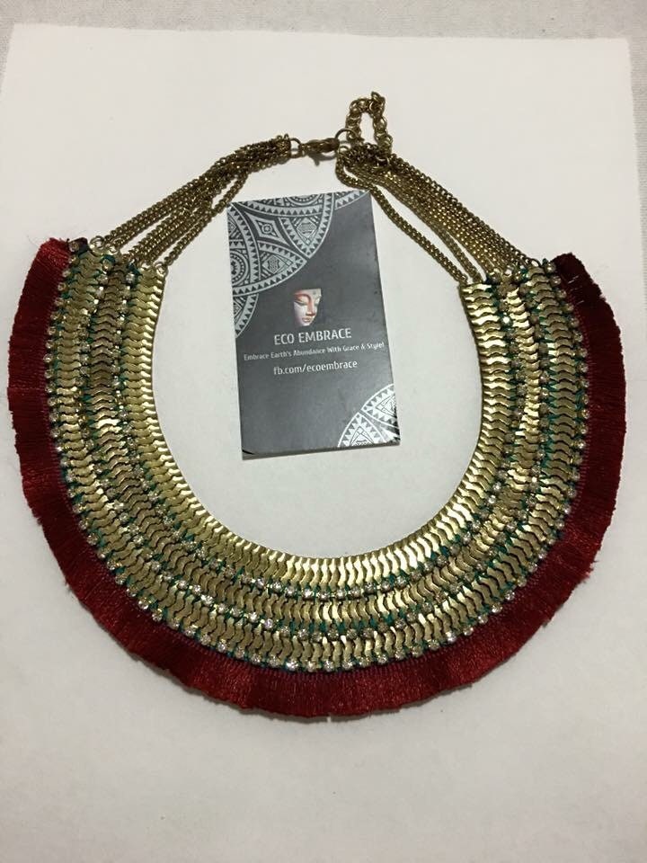 Buy 1 Get 1 FREE Red Velvet Stonework Collar Handmade Statement Necklace very Exclusive!!