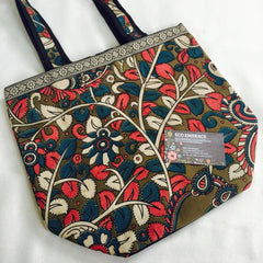 Extra Large Tote Bag, Kalamkari Totes, Handmade Eco-friendly -Green Bag, Large Shoulder Bag, Handmade Scrap bag, Peacock Purse