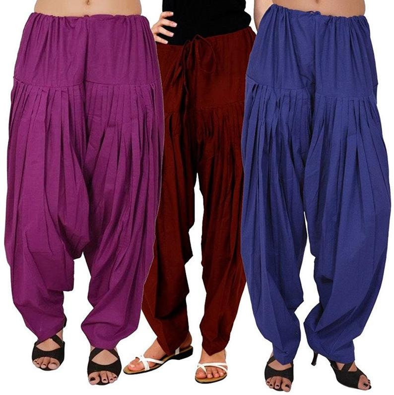 Solid Women's/Girls Cotton Traditional Punjabi Patiala Salwar, Comfy lounge pants | Single/combo savings !!