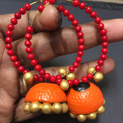 Artisanmade Hoola Loop Earrings| Natural Vegan Terracotta Clay Earrings|Indian Bollywood Jewelry|Ecoembrace EarthyTones | SameDay Ship