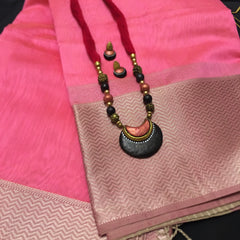 Baby Pink Maheshwari Handloom Silk Saree | Genuine Handloom mark | Bollywood saris | Resham woven zari border| ecoembrace sarees