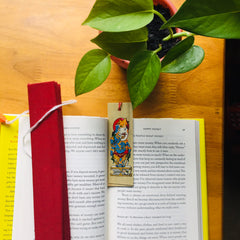 Goddess Lakshmi Vishnu Pattachitra Handmade Palm Leaf Eco Printed duo DIY Bookmarks | Symbols of Money Prosperity | Affirmation Reminders