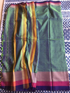 Double Shaded South Cotton Saree |  Triple Tone Saree | Matching Handmade Jewelry set | Free Shipping | Complimentary Saree Bag