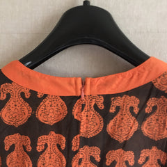 Sleeveless Tunics for women |  Hand BlockPrint Tunics in RustOrange | Cotton Kurtis for women | Indian Tunic Dresses | S(38")- XL(44”)