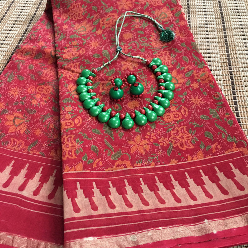 Kathakali Designer Choker with Jumkhas  | Artisan Handmade terracotta necklace set | Ecoembrace Earthy Tones  | Same day Free shipping