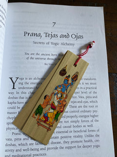 Krishna Leela  Pattachitra Handmade Palm Leaf Eco Printed duo DIY Bookmarks | Affirmation Reminders | The Stealing of Butter scene