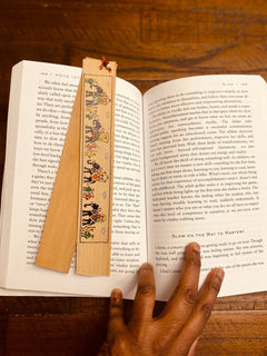 Royal procession on Elephant - Ambari | Recycled Palm leaf Long Bookmarks | Pattachitra Handmade Eco Printed duo DIY | Affirmation Reminders