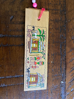 Tribal Farm and Home Scene | Pattachitra Handmade Palm Leaf Eco Printed duo DIY Bookmarks | Affirmation Reminders