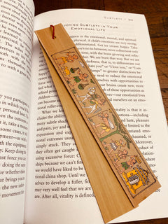 Father Daughter Ride | Recycled Palm leaf Long Bookmarks | Pattachitra Handmade Palm Leaf Eco Printed duo DIY | Affirmation Reminders