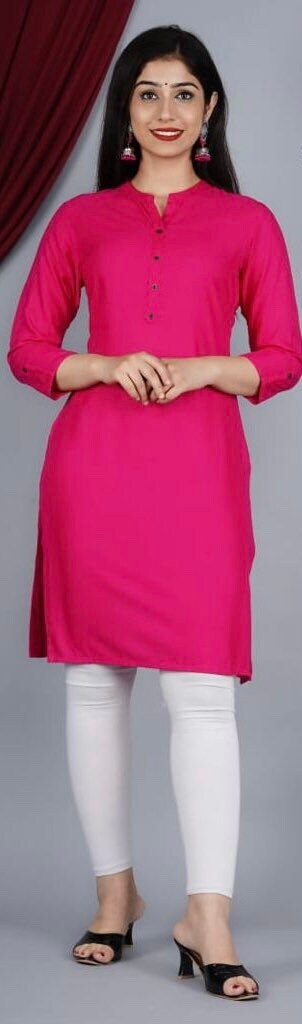 Hot Pink Tunic | Women’s Solid Short Tunics  | Kurti for women | Indian tunics | Designer Kurtis | Black kurti
