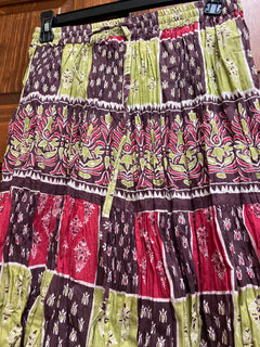 Patch print Vibrant mid calf length Print women skirts | Teen skirts | Casual Boho Beach Skirts