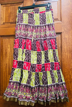 Patch print Vibrant mid calf length Print women skirts | Teen skirts | Casual Boho Beach Skirts