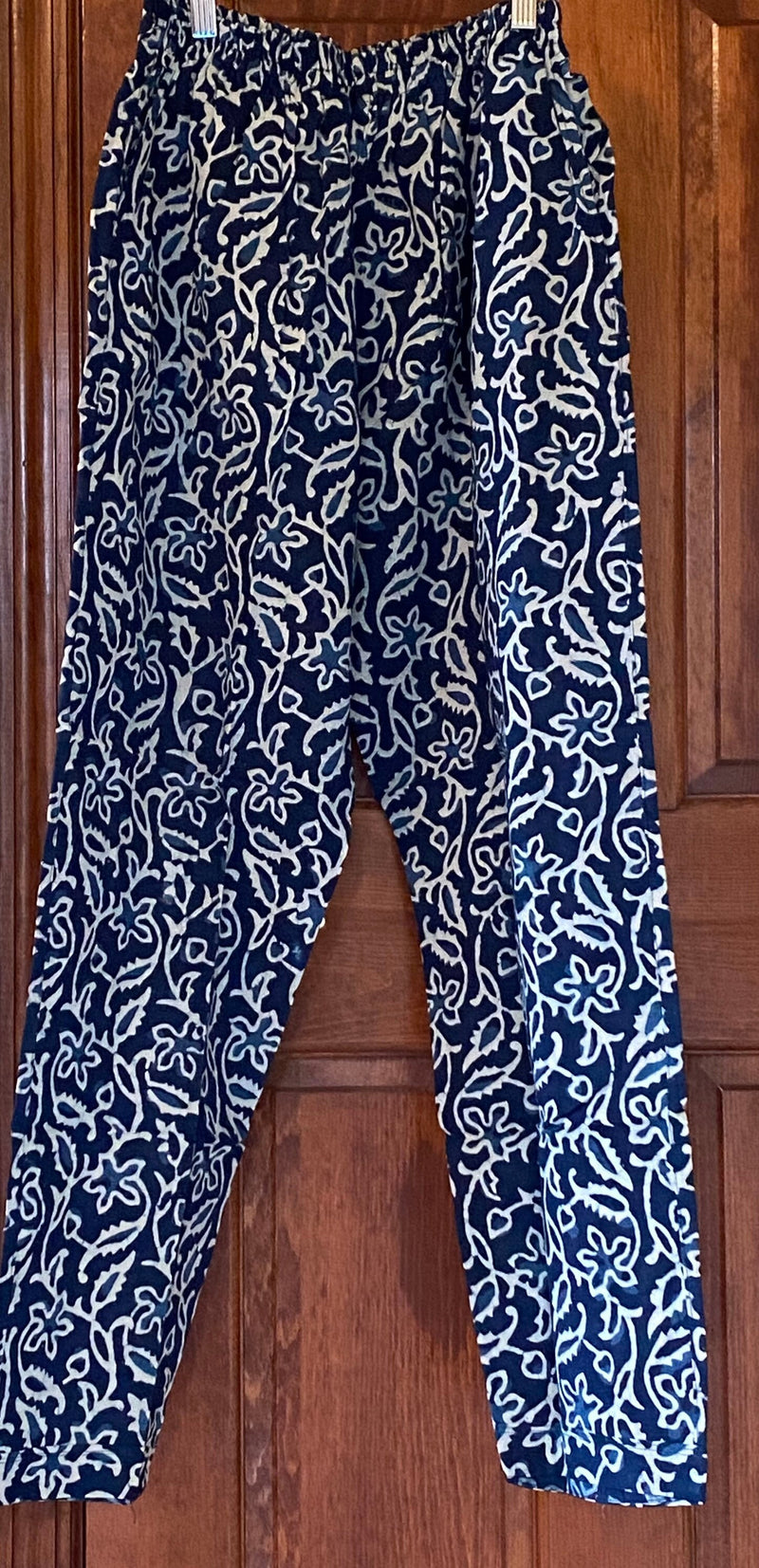Luxury Cotton lounge Pants for women / Indigo pants /Straight leg pants with pockets / Work from home pants / Pajama pants/ Clematis Indigo